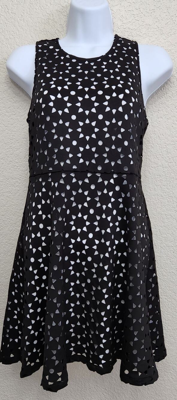 Ruby & Bloom Black White Floral Cutout Overlay Fit N Flare Mini Dress 14 Flowy